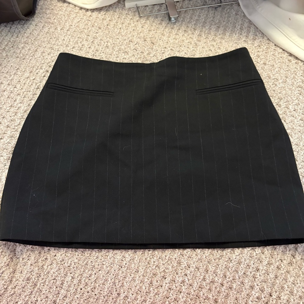 Zara Black Pinstripe Mini Skirt with Welt Pockets